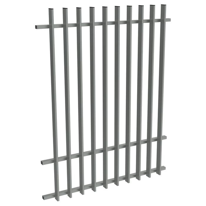 ProtectorAl 0350-1200W x 1500H Palladium Silver Aluminium Radiator Pool Fence Panel with mid rail