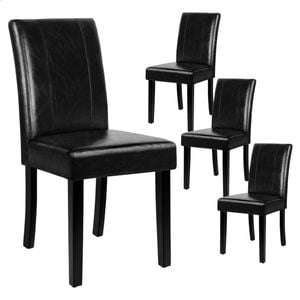 ALFORDSON Set of 4 Dining Chairs Cafe Kitchen High-Back Chair Glossy PU Leather Black