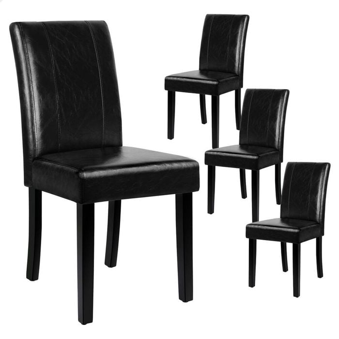 ALFORDSON Set of 4 Dining Chairs Cafe Kitchen High-Back Chair Glossy PU Leather Black