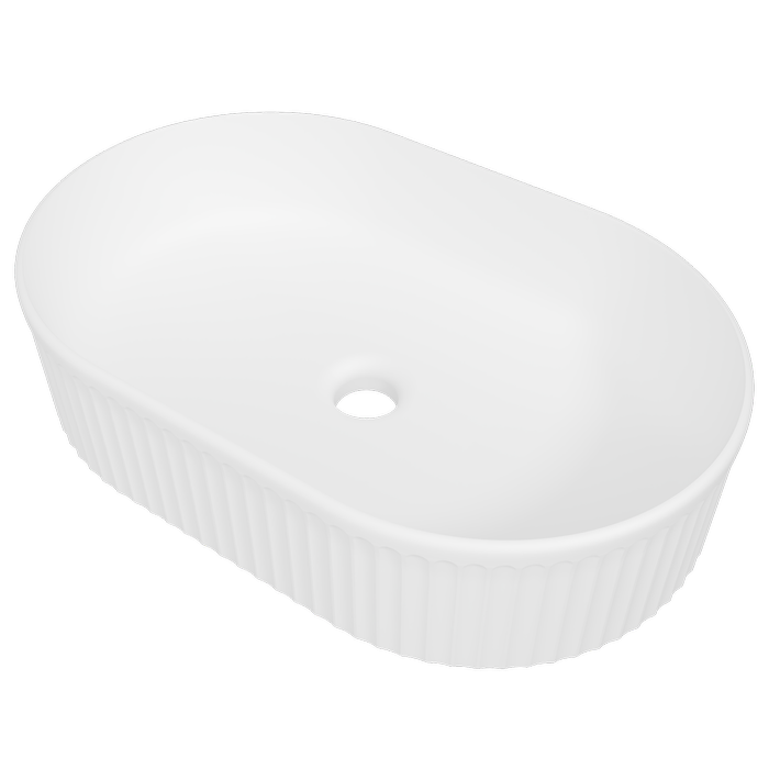 New England Joinery 490mm White Matt Oval Flute Basin