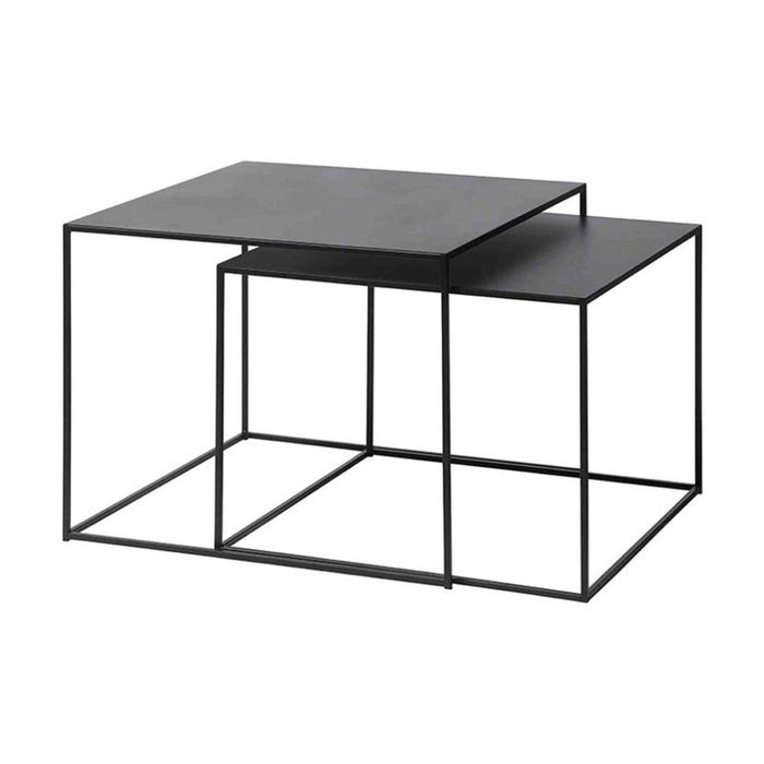 Modern Furniture PEBBLE Nest of 2 Tables 65x60cm - Black