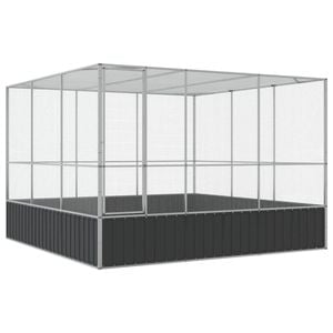 vidaXL Aviary Silver Budgie Finch Cage Parrot House Garden Backyard Steel 311x307x212 cm