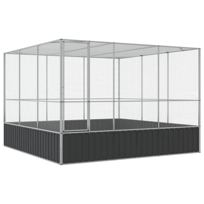 vidaXL Aviary Silver Budgie Finch Cage Parrot House Garden Backyard Steel 311x307x212 cm