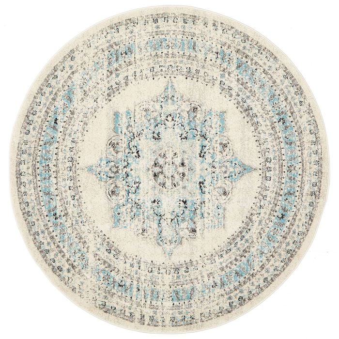 Sol 922 Off White 200x200cm - Medium Round Transitional Pet Friendly Indoor Rug