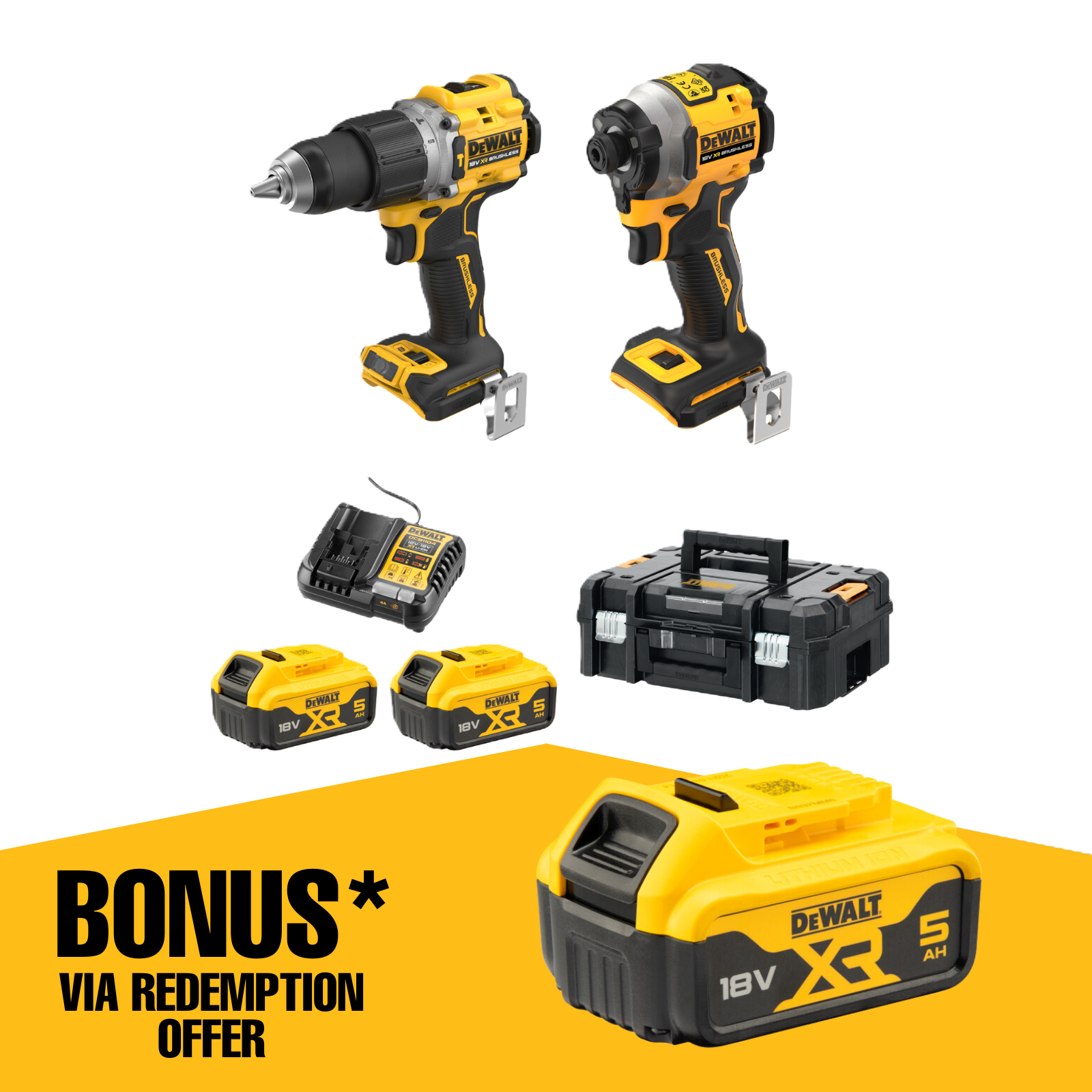 DeWALT 18V XR 2 Piece 5.0Ah Compact Combo Kit DCZ2050P2T XE Bunnings Australia