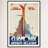 Galrie Chamonix Mont Blanc France Vintage Ski Poster for Summer and Winter Sports Art, Black Frame, A4 21 x 30cm (8 x 12inch)