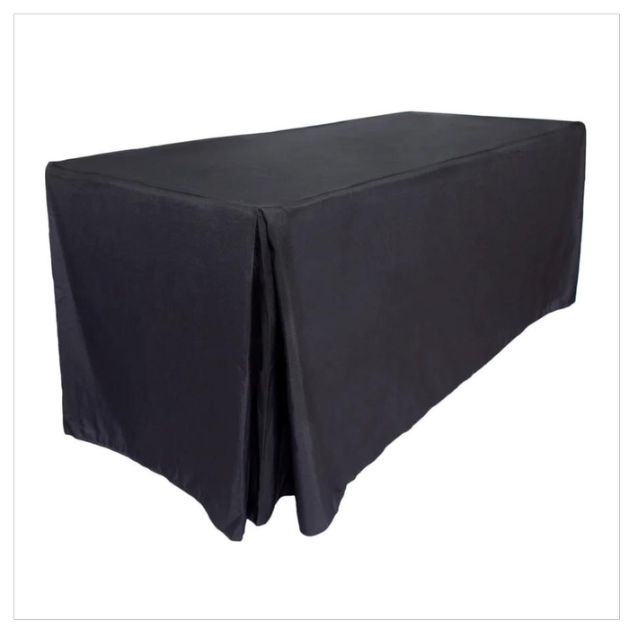 Just Party Linen 6ft Fitted Rectangular Tablecloth with Split Corner - Black (1.8m)