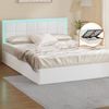 Oikiture Bed Frame Beds Base Gas Lift LED Queen