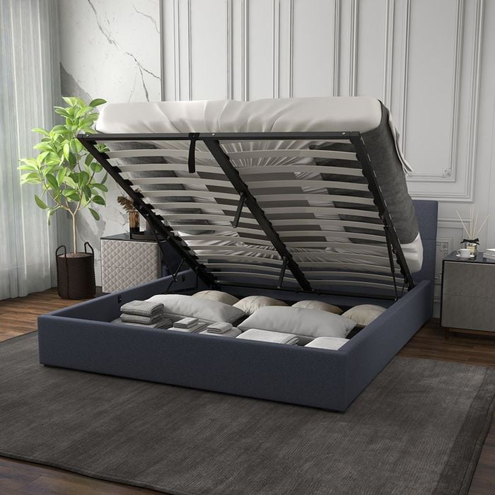 Milano Capri Luxury Gas Lift Bed Frame with Storage King Charcoal Bunnings Australia