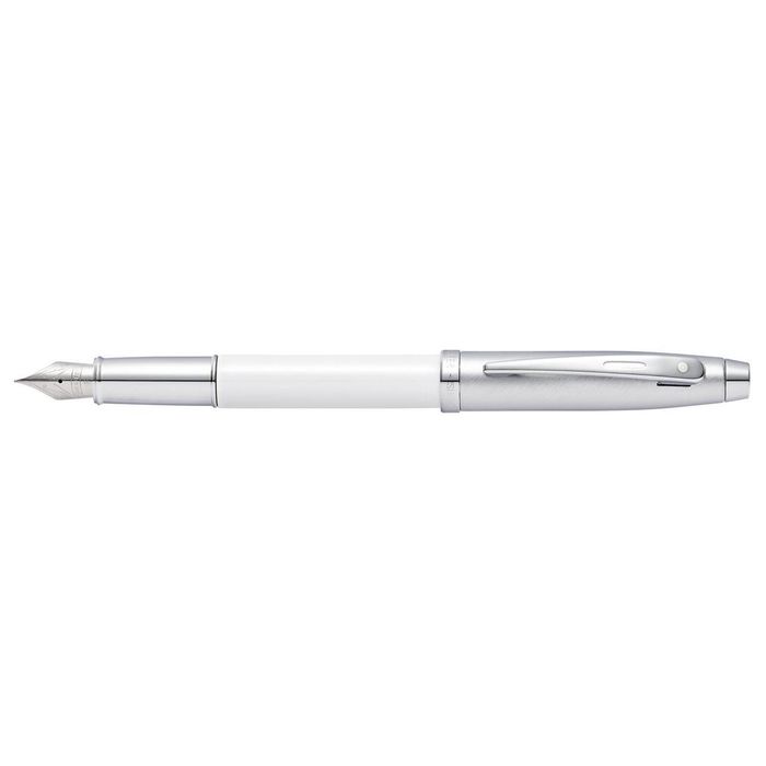 Sheaffer 100 Fountain Pen Office Stationery Medium Nib Lacquer/chrome White