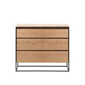 Modern Furniture RIVOLI 45x91cm Chest of 3 Drawers - Natural Oak / Black