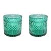 2PK LVD Glass Trinket Box Storage Decor Round Vers Large 10.5cm - Azure