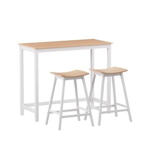 Artiss Bar Table and 2 Stools Set Dining Desk Solid Wood Kitchen Chairs Cafe Pub