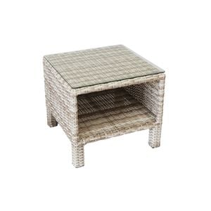 FurnitureOkay Positano Wicker Outdoor Side Table - White Shell