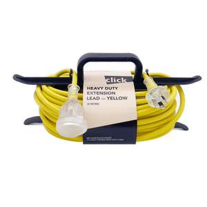 Click 20m Yellow Heavy Duty Extension Lead with Cable Tidy