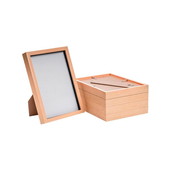Nicola Spring 3D Deep Box Photo Frames - A4 (8 x 12") - Light Wood - Pack of 5