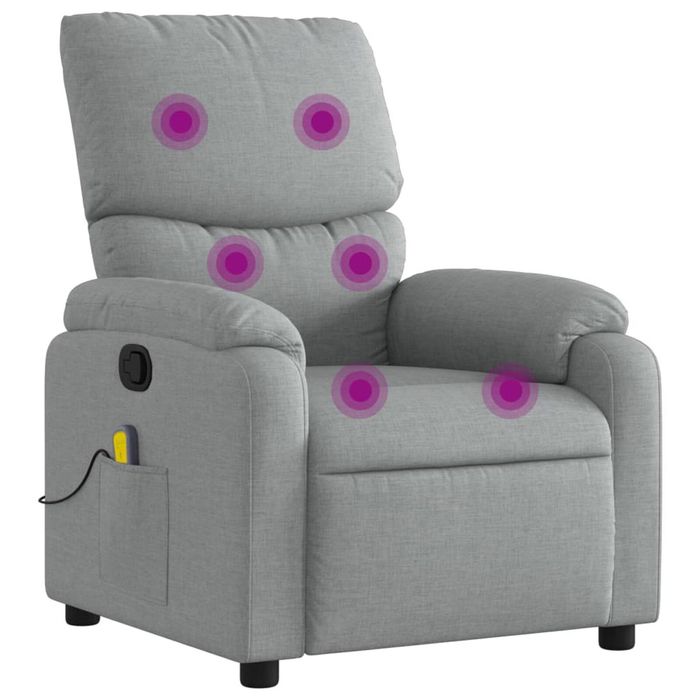 vidaXL Massage Recliner Chair Light Grey Fabric