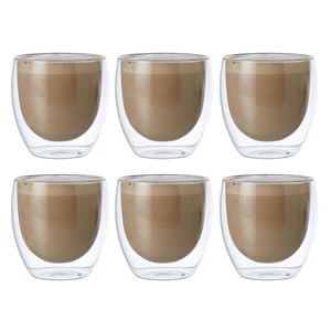 6pc Coffee Culture Java 250ml Double Wall Hot Beverage Coffee/Tea Glass Clear