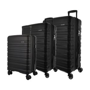 3pc Pierre Cardin 4 Wheel Hard-shell Suitcase Travel Luggage Set Black