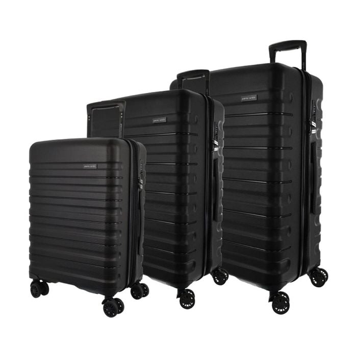 3pc Pierre Cardin 4 Wheel Hard-shell Suitcase Travel Luggage Set Black