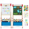 Costway 3-in-1 Kids Art Easel Wooden Adjustable Chalkboard Whiteboard