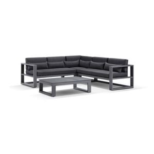 Santorini Package A In Charcoal With Denim Grey Cushions - Charcoal Aluminium with Denim