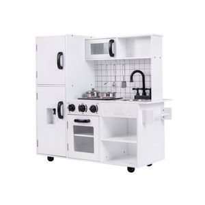 Costway Kids Pretend Play Kitchen Wooden Toy Set Kitchen Cooking Playset - White