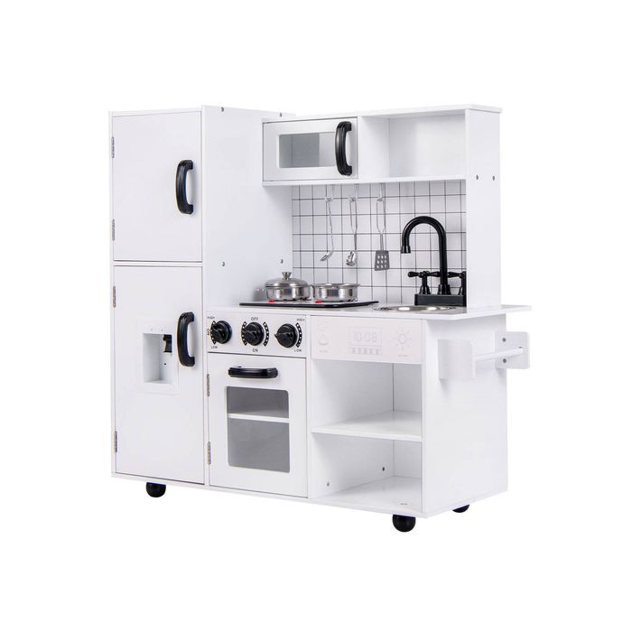 Costway Kids Pretend Play Kitchen Wooden Toy Set Kitchen Cooking Playset - White
