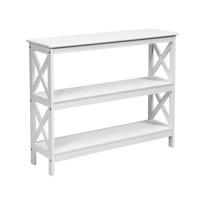 Costway 3-Tier Console Table Sofa Side Storage Shelf White