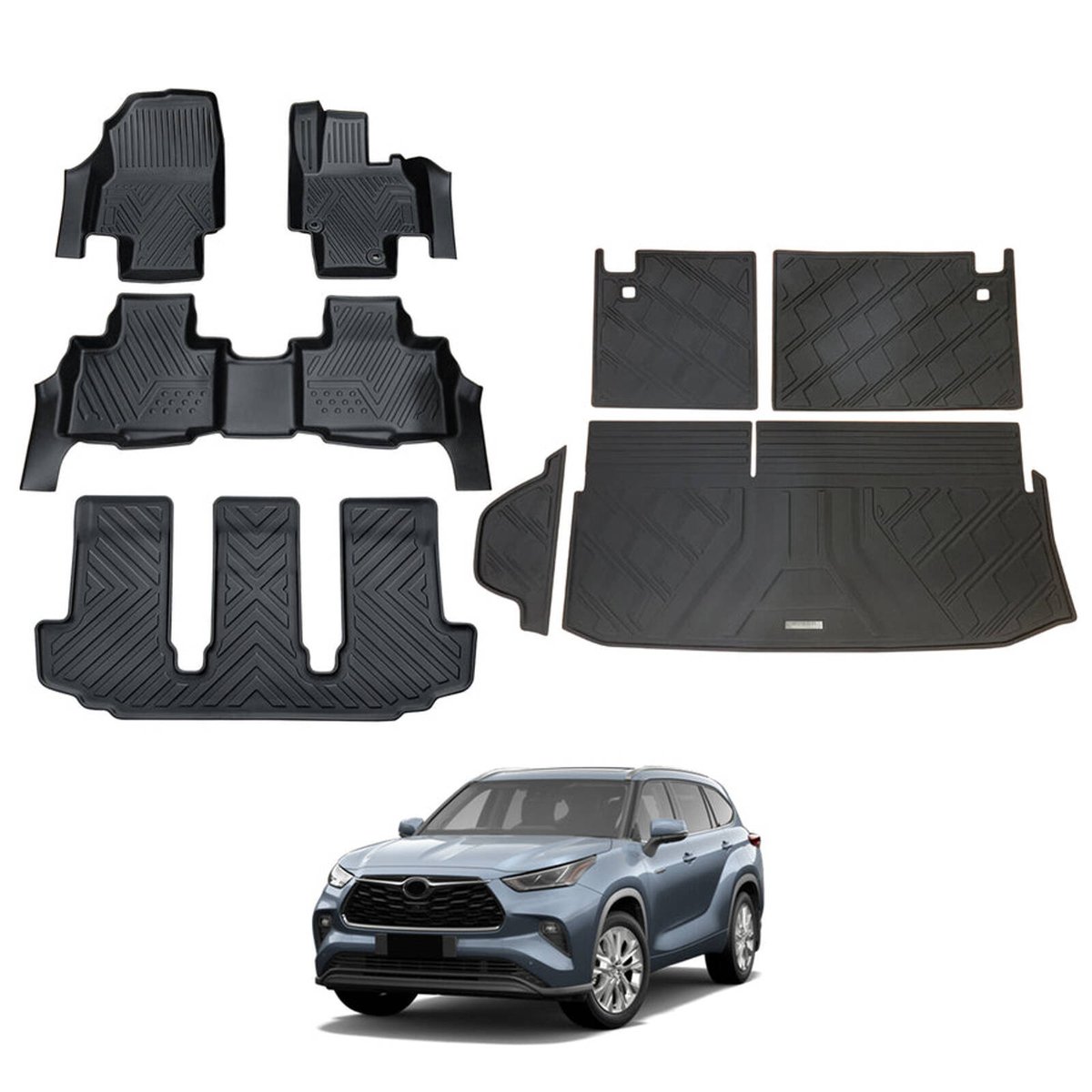 AUSGO Floor Mats & Boot Liner Set for Toyota Kluger 2021-Onwards Car ...