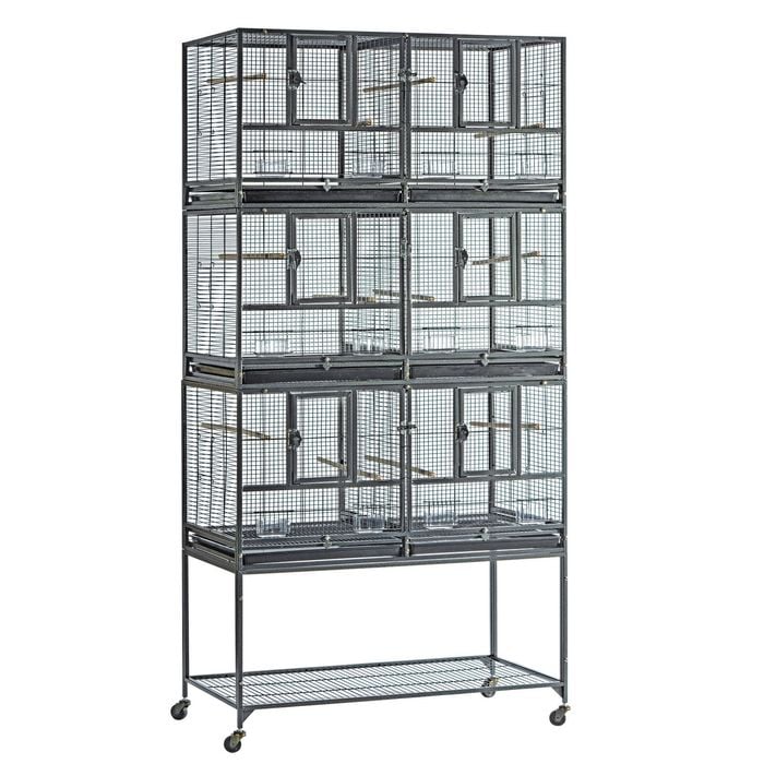 Flyline Triple-Double Breeding Bird Cage for Canary Parakeet Cockatiel Lovebird Finch