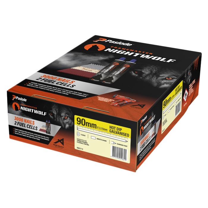 Paslode 90x3.15mm NightWolf HD Galv D-Head Smooth Nail 3000