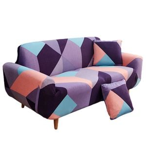 Catzon 4 Seater Stretch Sofa Cover Non-slip Polyester Printing Elastic Bottom