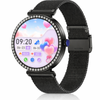 Gps Smart Watch For Fitness Tracker Heart Rate Voice Call Diamond Design Black Mesh