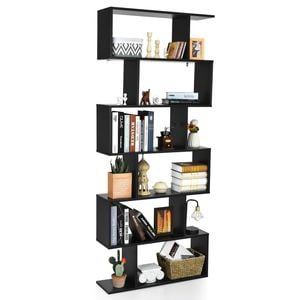 Costway 6-tier Wood Bookshelf Display Storage Rack,black