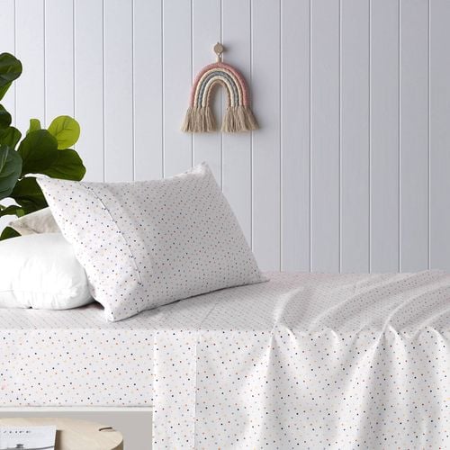 Happy Kids King Single Polka Printed Microfibre Sheet Set Bunnings