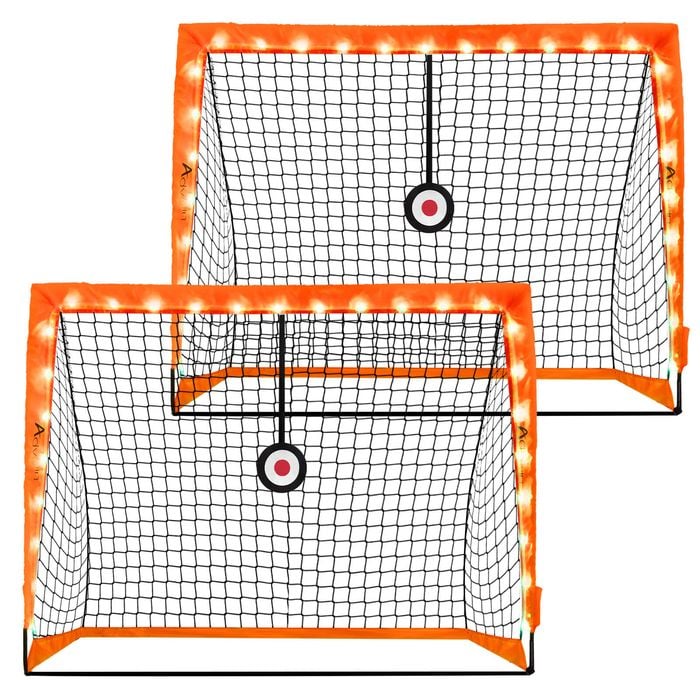 Advwin Light Up Soccer Goals for Kids, Pop Up Soccer Goal for Backyard Training with Carry Bag, Soccer Net Gifts, 2 Pack