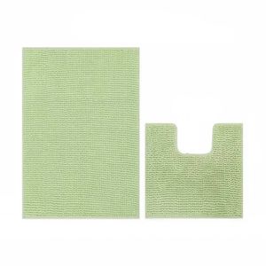 Bathroom Bath Mat Toilet Root Mat Set Non Slip Chenille Absorbent - 2pcs