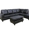 DS New Vega PU Sectional Sofa with Ottoman - Black