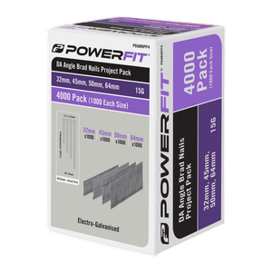 PowerFit 4000 Piece Electro-Galvanised DA Angled Brad Nail Project Pack