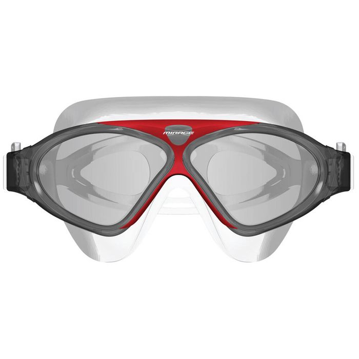 Mirage Adult Lethal Oversized Silicone Swimming Goggles Smoke/Red