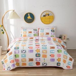 Bloomington Wonderland 100% Cotton Lightly Quilted Reversible Coverlet Set Single