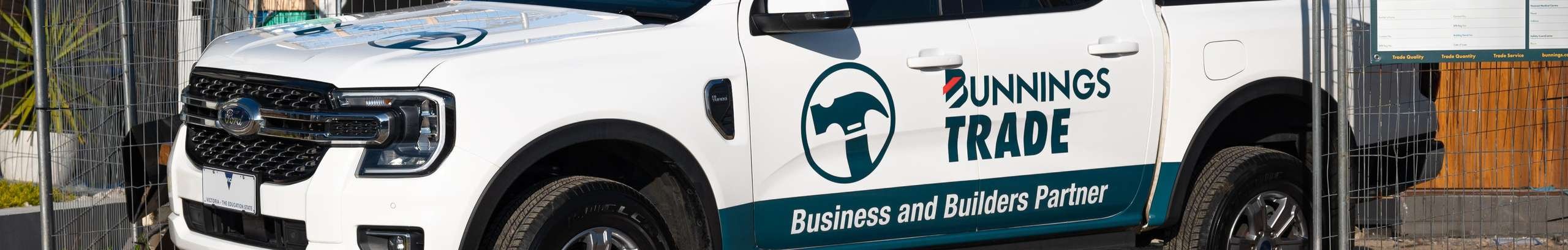 Bunnings trade ute parked at building site