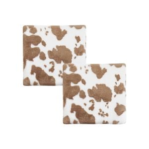 SOGA 2X Brown Cow Print Square Cushion Soft Leaning Plush Backrest Throw Seat Pillow