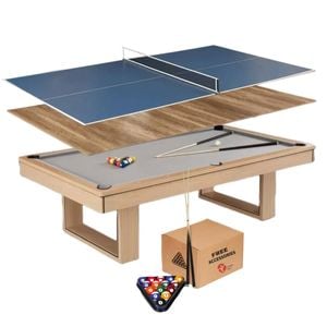 Topone Ludo 3-in-1 Pool Table | Billiard, Table Tennis & Dining Combo 7ft/8ft - Grey, 8ft Table