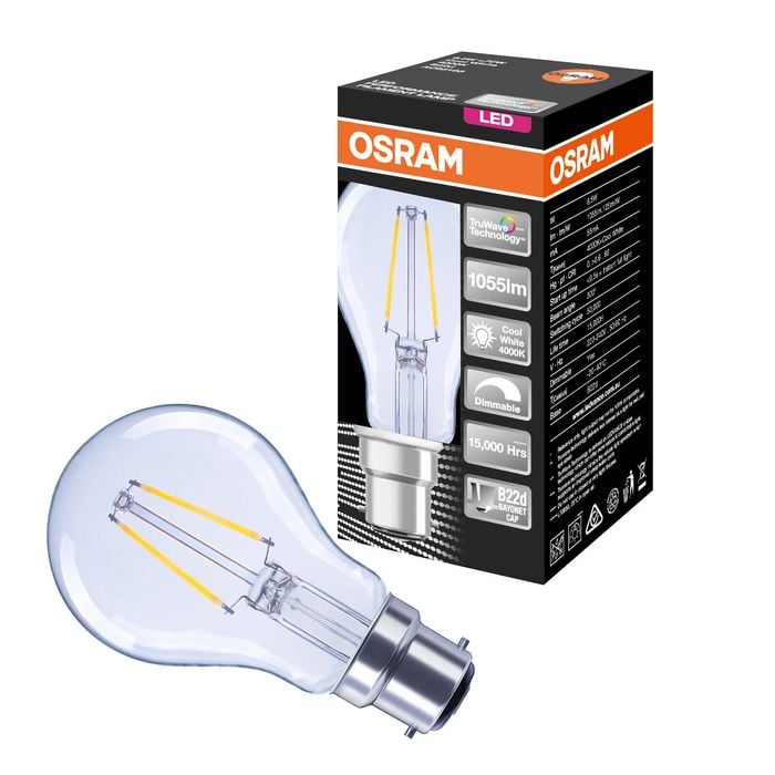 Osram 8.5W Cool White Dimmable A Shape BC LED Filament Globe