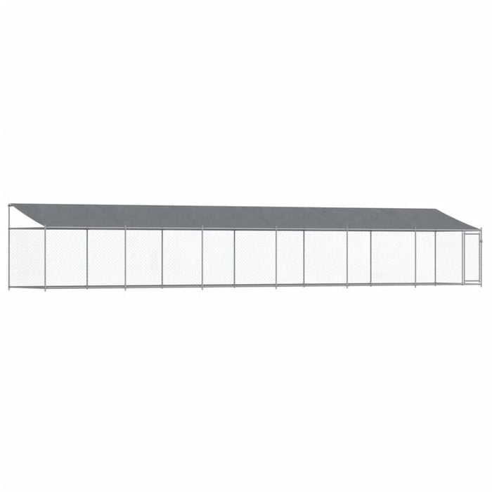 vidaXL Dog Cage with Roof and Door Kennel Animal House Grey Galvanised Steel 12x2x2 m