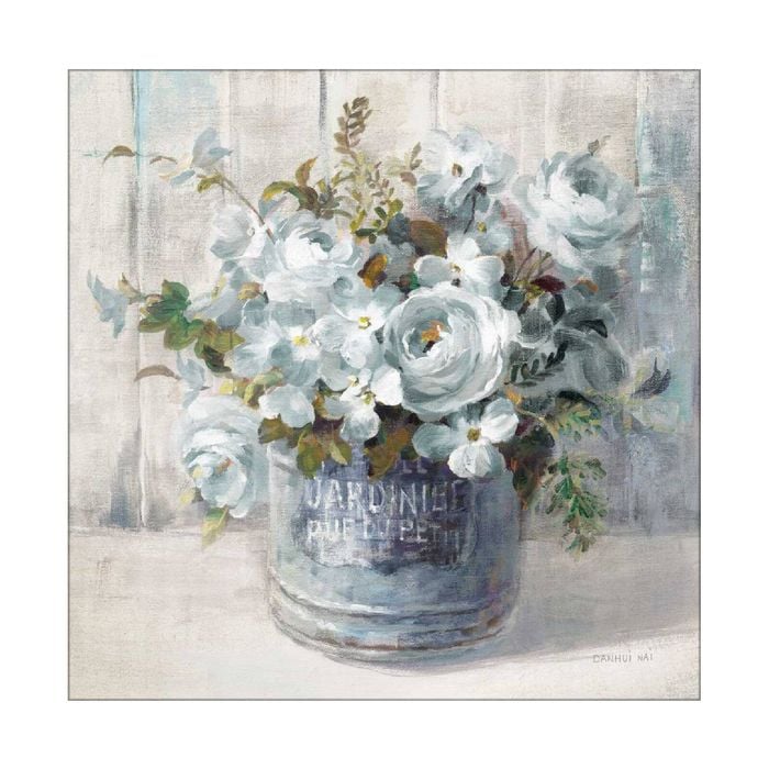 Artey | Garden Blooms I Blue - Stretched Canvas - Stretched Canvas - 64 x 64cm