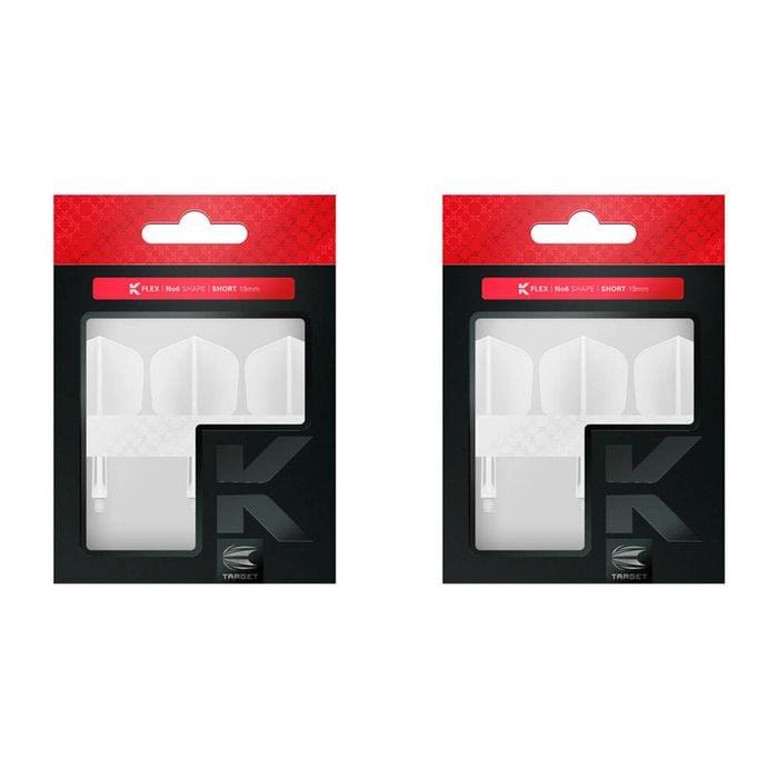 6pc Target K-Flex Moulded Dart Flight & Shaft No.2 Short - Clear