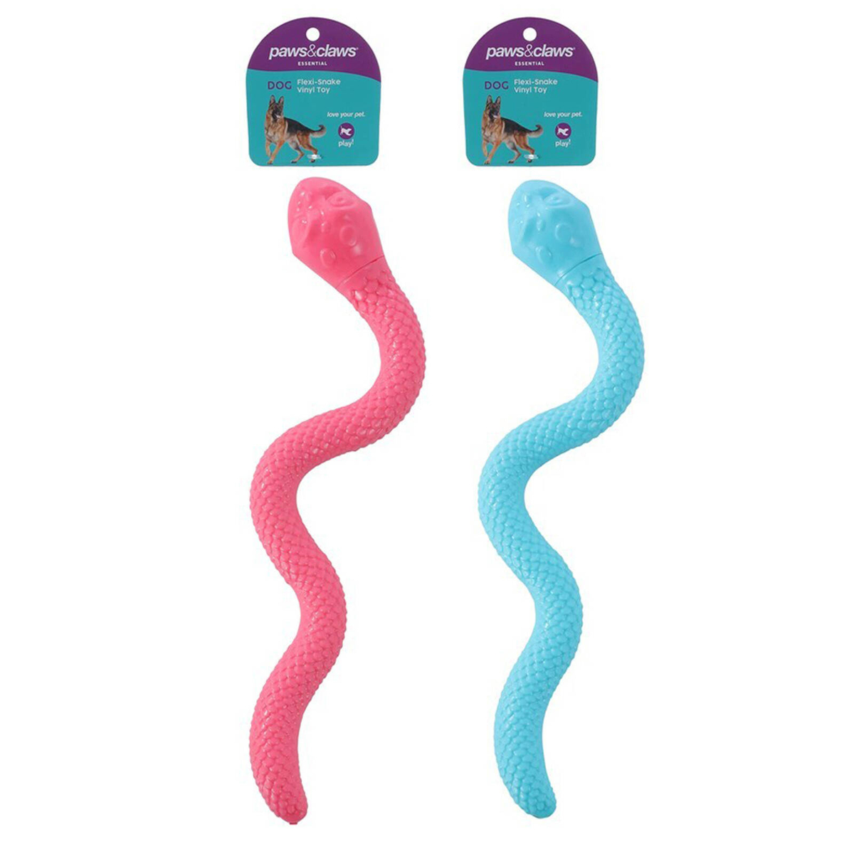2PK Paws And Claws 41cm Vinyl Flexi-Snake Dog/Pet Toy Assorted ...